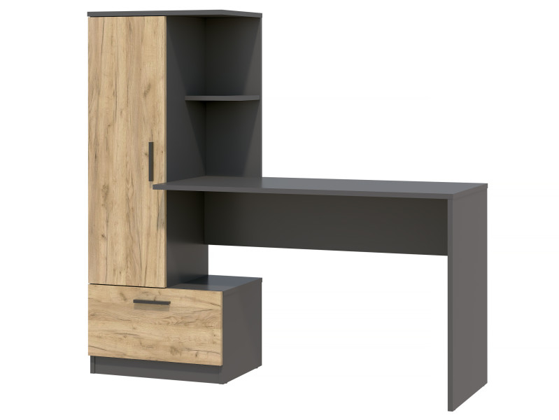Nowoczesne biurko z regałem Regi biurko szuflada antracyt/dąb craft 963486