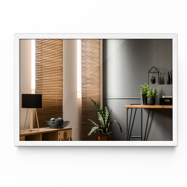 Nowoczesne Lustro Ścienne Biała Rama 70x50 cm 102521