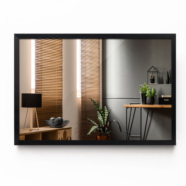 Nowoczesne Lustro Ścienne Czarna Rama 70x50 cm 102519