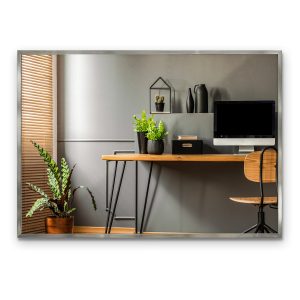 Nowoczesne Lustro Ścienne Srebrna Rama lustro ścienne 100×70 cm 1078449 Nowoczesne Lustro Ścienne Srebrna Rama lustro ścienne 100×70 cm 1078449