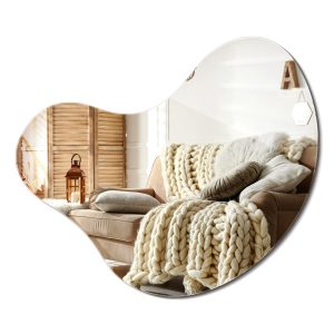 Nowoczesne lustro ścienne ze ściętym bokiem 58 cm x 57,5 cm 883148