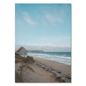 Nowoczesne plakaty A2 Plaża fale dom na klifie pastele 978683 Nowoczesne plakaty A2 Plaża fale dom na klifie pastele 978683