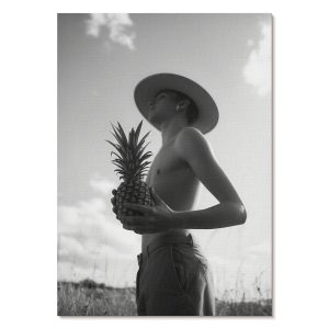 Nowoczesne plakaty A4 Monochromatyczna postać kapelusz ananas 978795