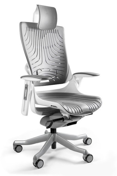 Nowoczesny ergonomiczny fotel Wau 2 elastomer biało/szary 298874