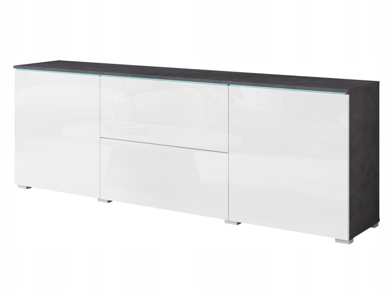 Nowoczesny lowboard 180 wysoka szafka RTV szuflady, matera/biały połysk 804930