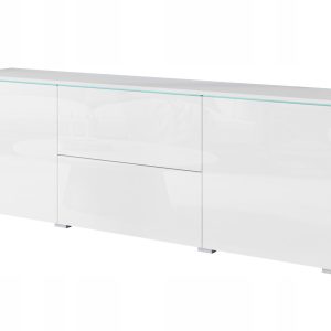 Nowoczesny lowboard RTV 180 wysoka szafka pod TV szuflady, biały mat/połysk 804958 Nowoczesny lowboard RTV 180 wysoka szafka pod TV szuflady, biały mat/połysk 804958