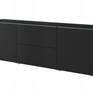 Nowoczesny lowboard RTV 180 wysoka szafka pod TV z 2 szufladami, czarny mat 804942 Nowoczesny lowboard RTV 180 wysoka szafka pod TV z 2 szufladami, czarny mat 804942