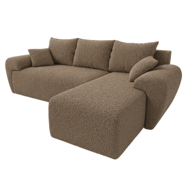 Nowoczesny narożnik rozkładany z funkcją spania Nesto Boucle Cappuccino 1037482