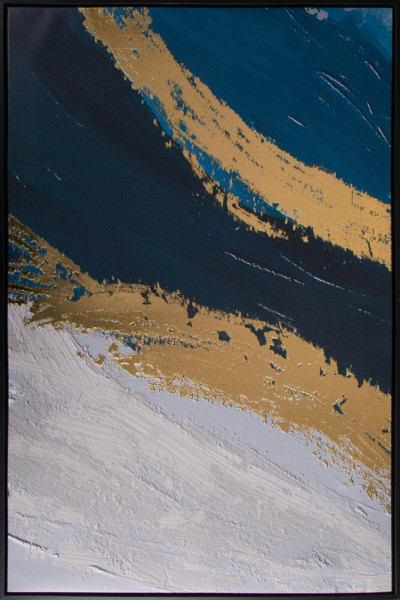 Nowoczesny Obraz Abstrakcyjny 60x90 cm Biało-Złoty 723179