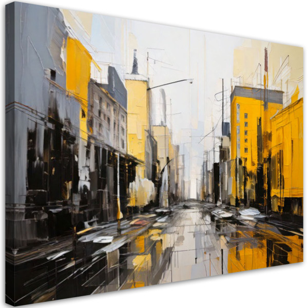 Nowoczesny obraz do salonu, Architektura miasta abstrakcja zółty 120x80 778190