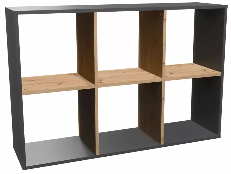 Nowoczesny regał do salonu antracyt + dąb artisan - Elvro 602376