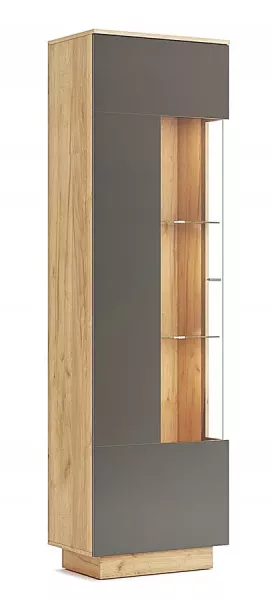 Nowoczesny regał z witryną w kolorze dąb craft - Riska 692168
