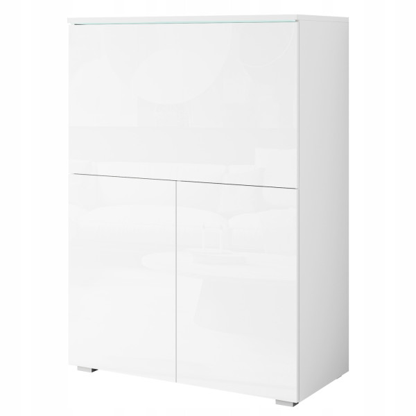 Nowoczesny sekretarzyk/biurko + oświetlenie LED biały/biały połysk 961261