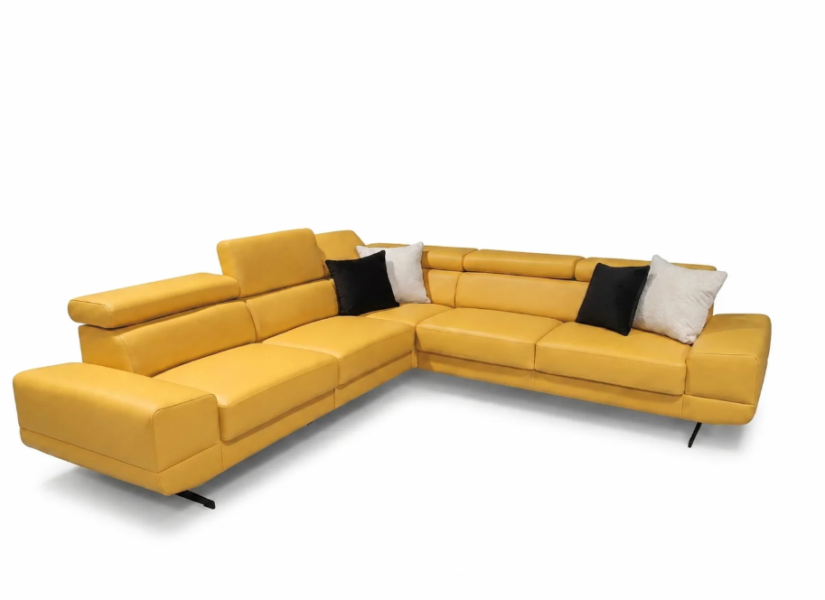 Nowoczesny Skórzany Narożnik Emporio Max Żółty Elegancki 1100971