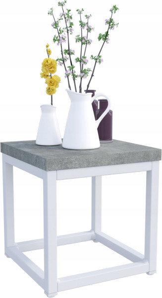Nowoczesny Stojak Na Kwiaty 20x20x19 Loft Salon Biały+Beton Jasny 926500