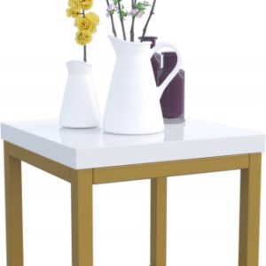 Nowoczesny Stojak Na Kwiaty 20x20x19 Loft Salon Złoty+Biały Połysk 926469