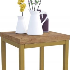 Nowoczesny Stojak Na Kwiaty 20x20x19 Loft Salon Złoty+Dąb Lancelot 926451 Nowoczesny Stojak Na Kwiaty 20x20x19 Loft Salon Złoty+Dąb Lancelot 926451
