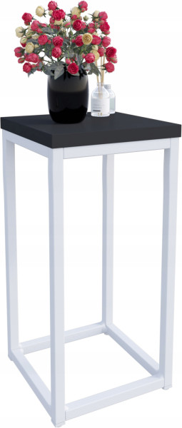 Nowoczesny Stojak Na Kwiaty 20x20x39 Loft Salon Biały+Czarny MiniPearl 931833
