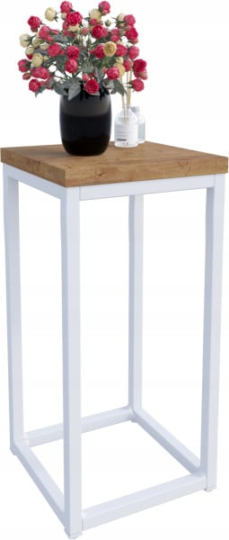 Nowoczesny Stojak Na Kwiaty 20x20x39 Loft Salon Biały+Dąb Lancelot 931805
