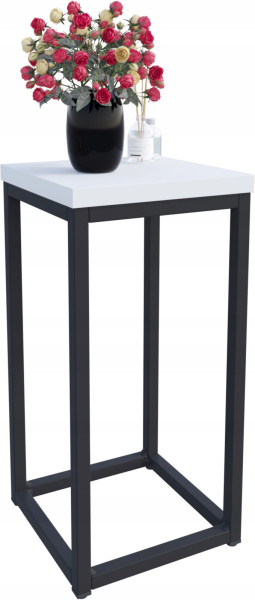 Nowoczesny Stojak Na Kwiaty 20x20x39 Loft Salon Czarny+Biały Mat 931836