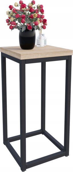 Nowoczesny Stojak Na Kwiaty 20x20x39 Loft Salon Czarny+Dąb Sonoma 931828