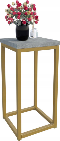 Nowoczesny Stojak Na Kwiaty 20x20x39 Loft Salon Złoty+Beton Jasny 931827