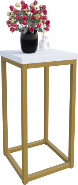 Nowoczesny Stojak Na Kwiaty 20x20x39 Loft Salon Złoty+Biały Mat 931832