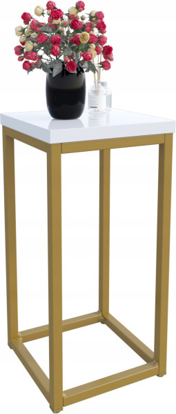 Nowoczesny Stojak Na Kwiaty 20x20x39 Loft Salon Złoty+Biały Połysk 931816