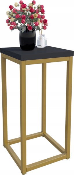 Nowoczesny Stojak Na Kwiaty 20x20x39 Loft Salon Złoty+Czarny MiniPearl 931801