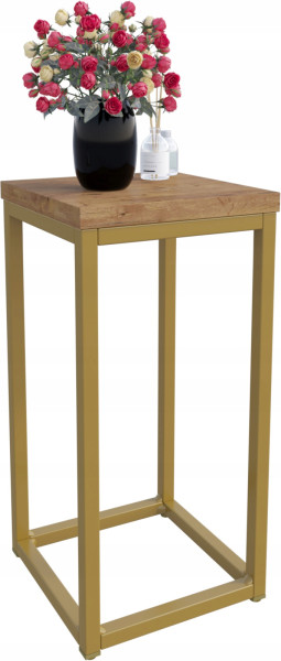 Nowoczesny Stojak Na Kwiaty 20x20x39 Loft Salon Złoty+Dąb Lancelot 931807