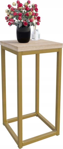 Nowoczesny Stojak Na Kwiaty 20x20x39 Loft Salon Złoty+Dąb Sonoma 931835