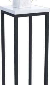 Nowoczesny Stojak Na Kwiaty 20x20x59 Loft Salon Czarny+Biały Połysk 963509