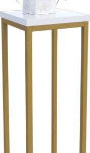 Nowoczesny Stojak Na Kwiaty 20x20x59 Loft Salon Złoty+Biały Połysk 963513