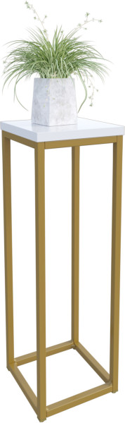 Nowoczesny Stojak Na Kwiaty 20x20x59 Loft Salon Złoty+Biały Połysk 963513