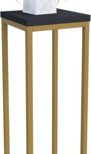 Nowoczesny Stojak Na Kwiaty 20x20x59 Loft Salon Złoty+Czarny MiniPearl 963531