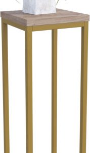 Nowoczesny Stojak Na Kwiaty 20x20x59 Loft Salon Złoty+Dąb Artisan 963547