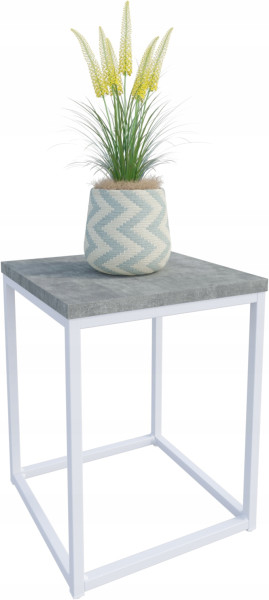 Nowoczesny Stojak Na Kwiaty 30x30x39 Loft Salon Biały+Beton Jasny 934299