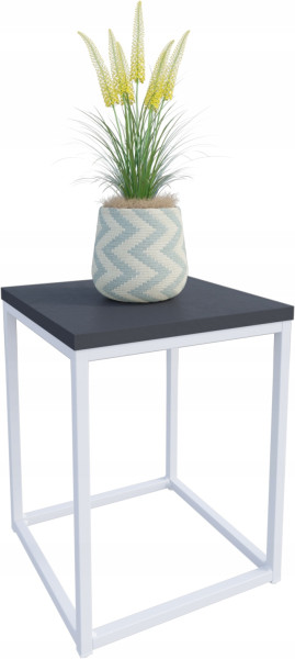 Nowoczesny Stojak Na Kwiaty 30x30x39 Loft Salon Biały+Czarny MiniPearl 934284