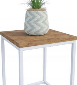 Nowoczesny Stojak Na Kwiaty 30x30x39 Loft Salon Biały+Dąb Lancelot 934280