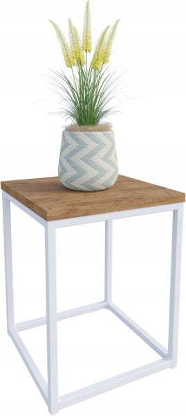 Nowoczesny Stojak Na Kwiaty 30x30x39 Loft Salon Biały+Dąb Lancelot 934280
