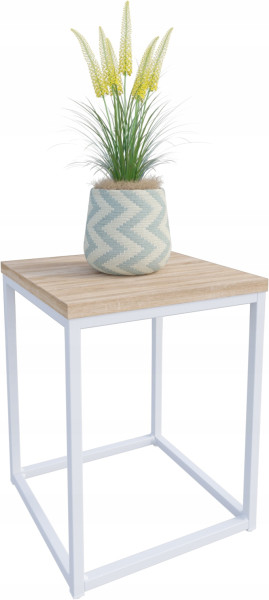Nowoczesny Stojak Na Kwiaty 30x30x39 Loft Salon Biały+Dąb Sonoma 934292