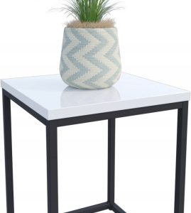Nowoczesny Stojak Na Kwiaty 30x30x39 Loft Salon Czarny+Biały Połysk 934318