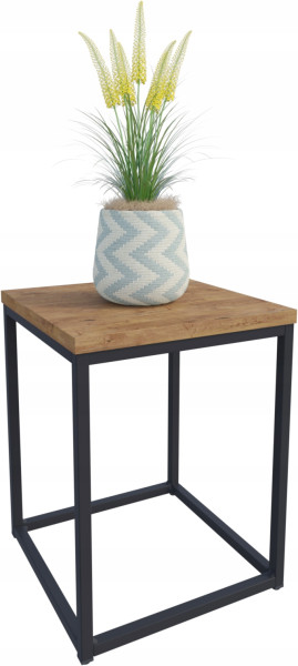 Nowoczesny Stojak Na Kwiaty 30x30x39 Loft Salon Czarny+Dąb Lancelot 934296