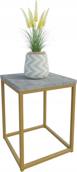 Nowoczesny Stojak Na Kwiaty 30x30x39 Loft Salon Złoty+Beton Jasny 934281