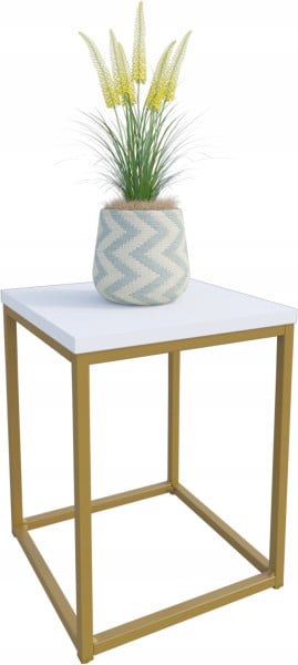 Nowoczesny Stojak Na Kwiaty 30x30x39 Loft Salon Złoty+Biały Mat 934307