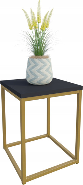 Nowoczesny Stojak Na Kwiaty 30x30x39 Loft Salon Złoty+Czarny MiniPearl 934314