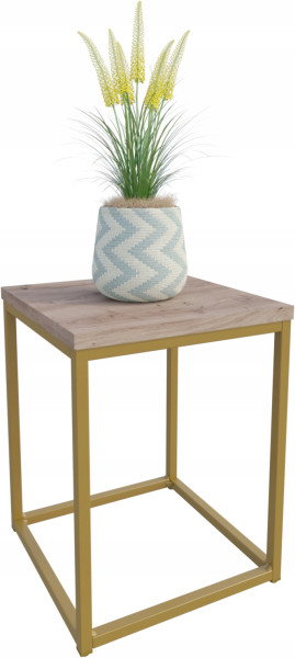 Nowoczesny Stojak Na Kwiaty 30x30x39 Loft Salon Złoty+Dąb Artisan 934276