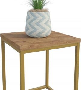 Nowoczesny Stojak Na Kwiaty 30x30x39 Loft Salon Złoty+Dąb Lancelot 934298 Nowoczesny Stojak Na Kwiaty 30x30x39 Loft Salon Złoty+Dąb Lancelot 934298