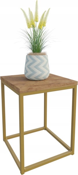 Nowoczesny Stojak Na Kwiaty 30x30x39 Loft Salon Złoty+Dąb Lancelot 934298