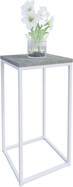 Nowoczesny Stojak Na Kwiaty 30x30x59 Loft Salon Biały+Beton Jasny 934290